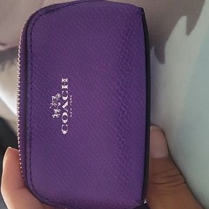 Coach XGrain Mini Travel Pouch/Leather Coin Purse - Purple